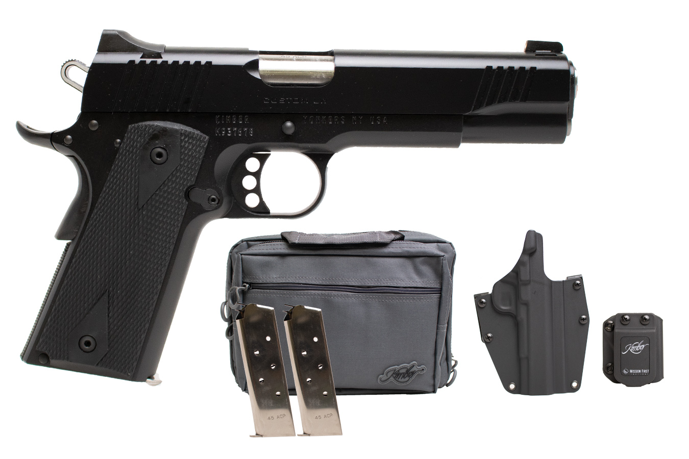 No. 5 Best Selling: KIMBER 1911 CUSTOM II 45 ACP BLACK 5 IN BBL 3 MAG BAG/HOLSTER/MAG POUCH