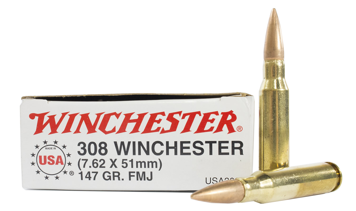 Winchester 308 Win 147 Gr FMJ Boat-Tail Police Trade Ammo 20/Box ...