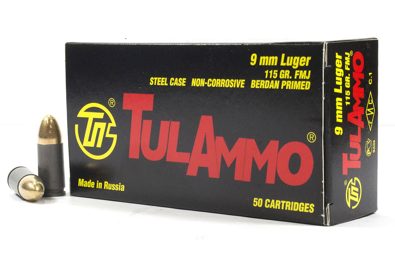 Tula Ammo 9mm Luger 115 Gr FMJ Steel Case 1000 Rounds Sportsman S