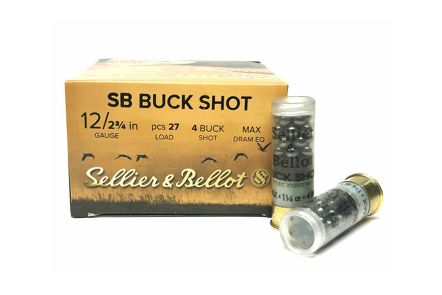 Sellier And Bellot 12 Gauge 2 3/4 Inch #4 Buckshot Loads 25/Box