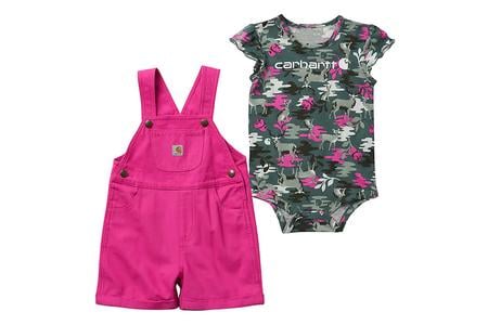 INFANT GIRLS SS DEER PRINT CANVAS SHORTALL SET