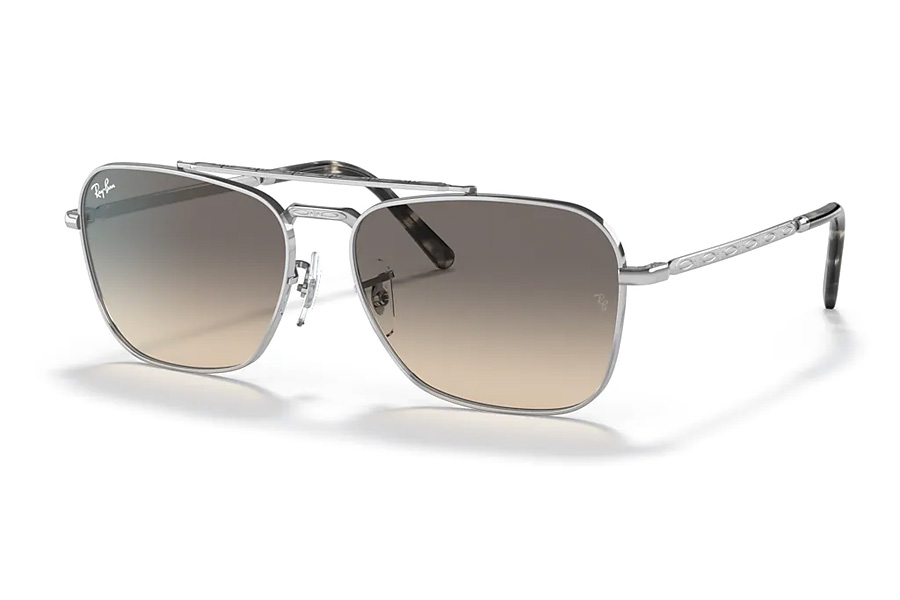 RAY BAN NEW CARAVAN SILVER W/CLEAR GRADIENT GREY LENSES