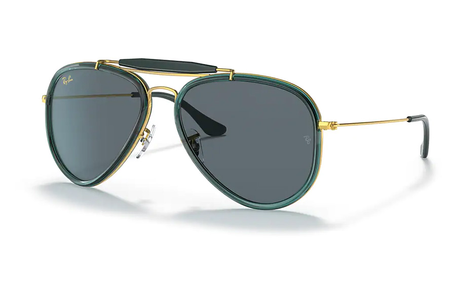 Ray-Ban Outdoorsman Sunglasses with Blue and Legend Gold Frame and Blue Lenses