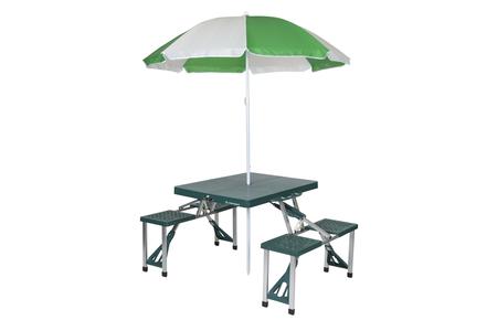 PICNIC TABLE AND UMBRELLA COMBO (GREEN)