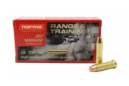 NORMA USA 357 Magnum 158 Gr FMJ Range and Training 50/Box