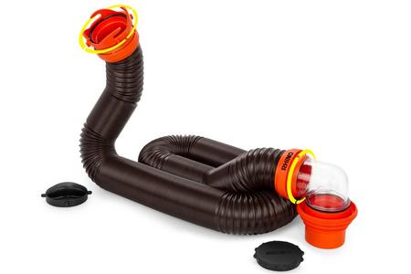 RHINOFLEX 15` SEWER HOSE KIT W/4N1,ELBOW, CAPS