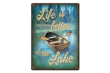 TIN SIGN 12IN X 17IN - LIFE BETTER LAKE 