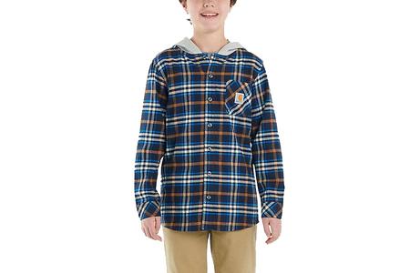 YOUTH FLANNEL PLAID L/S SHIRT WITH HOOD