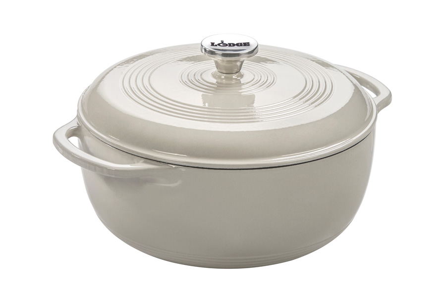 Lodge Cookware 6 Quart Oyster Enameled Cast Iron Dutch Oven