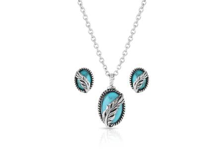 WORLDS FEATHER TURQUOISE JEWELRY SET