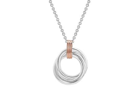 TWO TONE DOUBLE RING NECKLACE