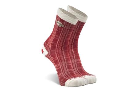 WOMENS RED HEEL MONKEY PLAID SOCKS