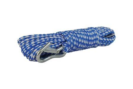 HOLLOW BRAIDED POLYPROPYLENE ROPE WITH SPRING HOOK, 3/8 INCH X 50 FOOT