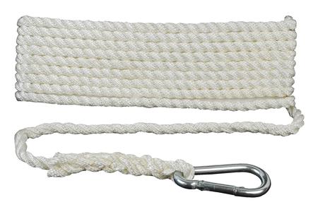 ANCHOR LINE WITH HOOK, 3/8 INCH X 50 FOOT, WHITE