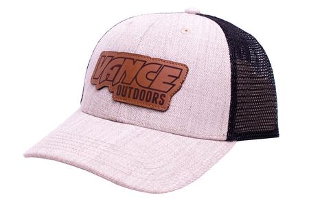 VANCE OUTDOORS ENGRAVED LEATHER TRUCKER HAT