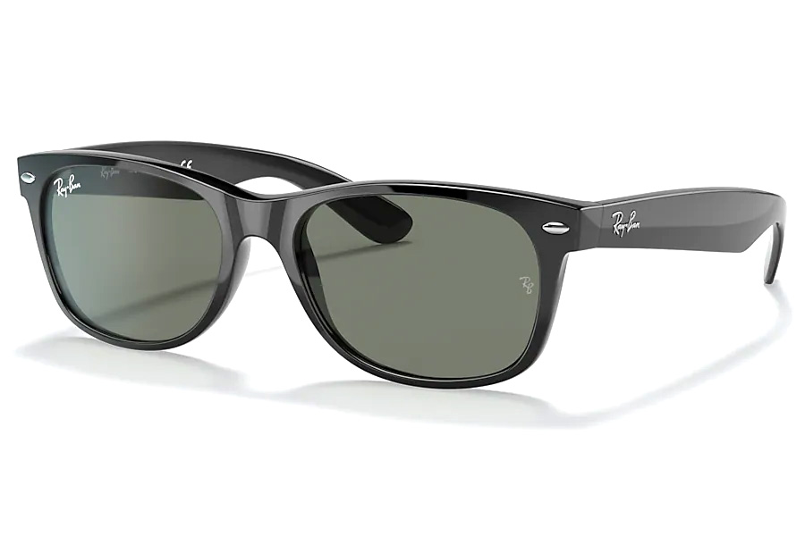 RAY BAN NEW WAYFARER BLACK W/G-15 GREEN LENSES