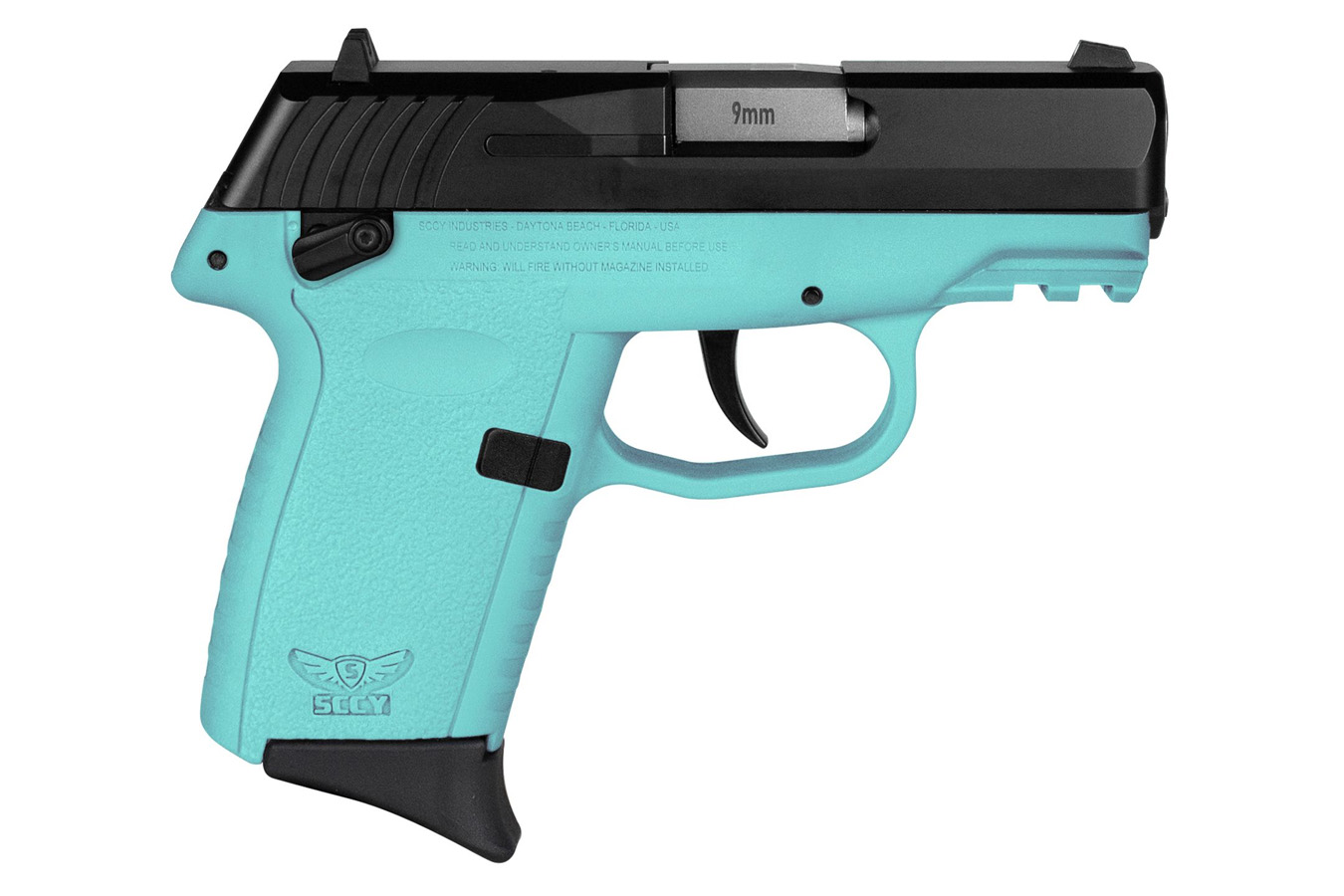 SCCY CPX-1 Gen3 9mm Pistol with Cyan Blue Polymer Frame and Black Nitride Slide