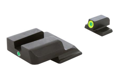 I-DOT NIGHT SIGHT SET TRITIUM GREEN WITH LUMIGREEN OUTLINE FRONT, GREEN WITH WHI