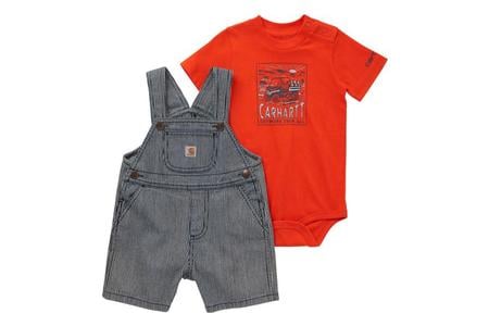 INFANT BOYS SS BODYSUIT AND STRIPE SHORTALL SET