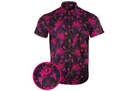 RETRO RIFLE HIBISCUS PINK SS BUTTON UP SHIRT