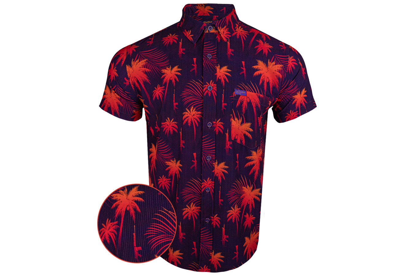 Shop Retro Rifle Rising Coastal Palm Short Sleeve Button Down for Sale ...