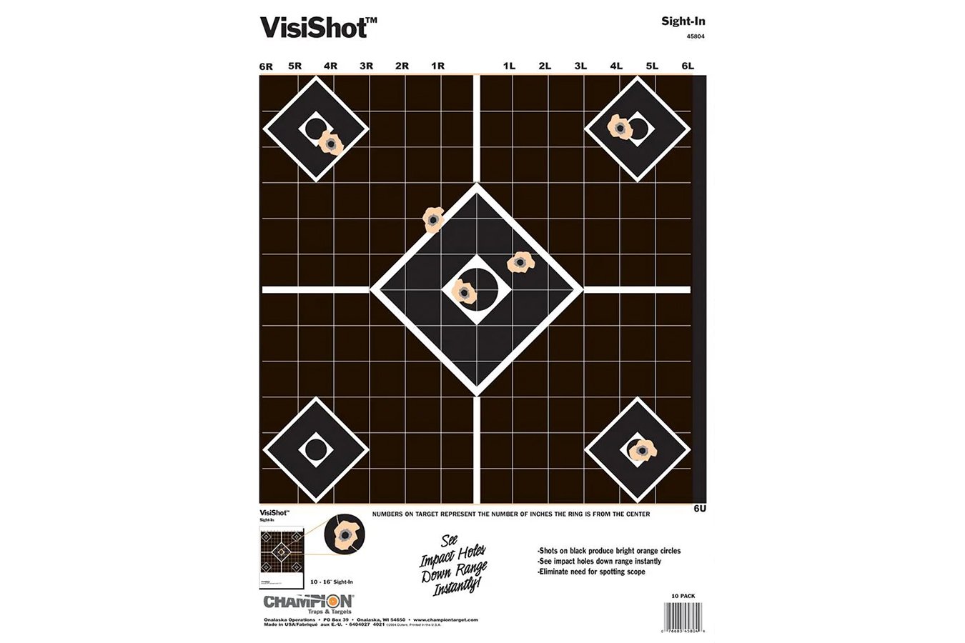 Champion VisiShot Sight-In 5-Diamond Paper Hanging Pistol/Rifle 13x18 Inch