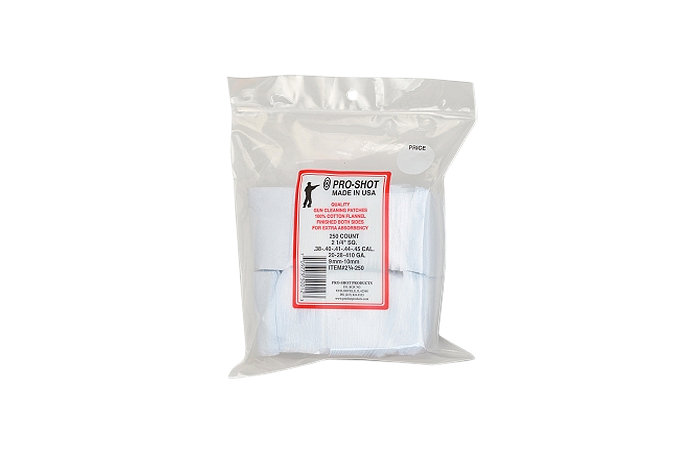 Pro Shot Cleaning Patches, 2 1/4 Inch Square, 250 ct