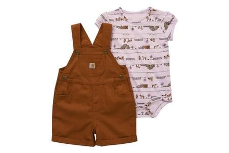 INFANT GIRLS SS BODYSUIT AND CANVAS SHORTALL SET