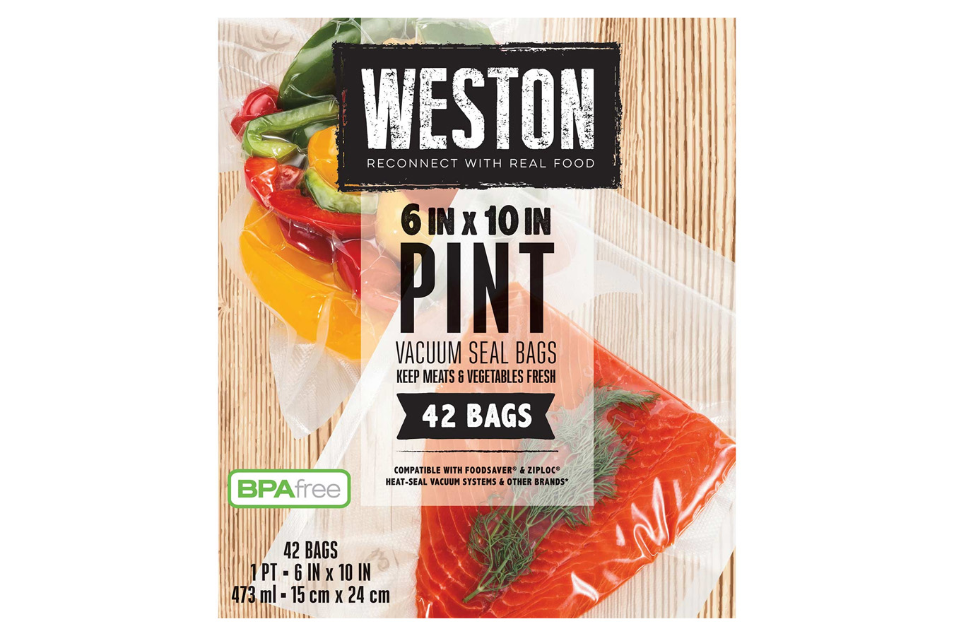 Weston Brand Pint 6 X 10 Vacuum Bags - 42 Count