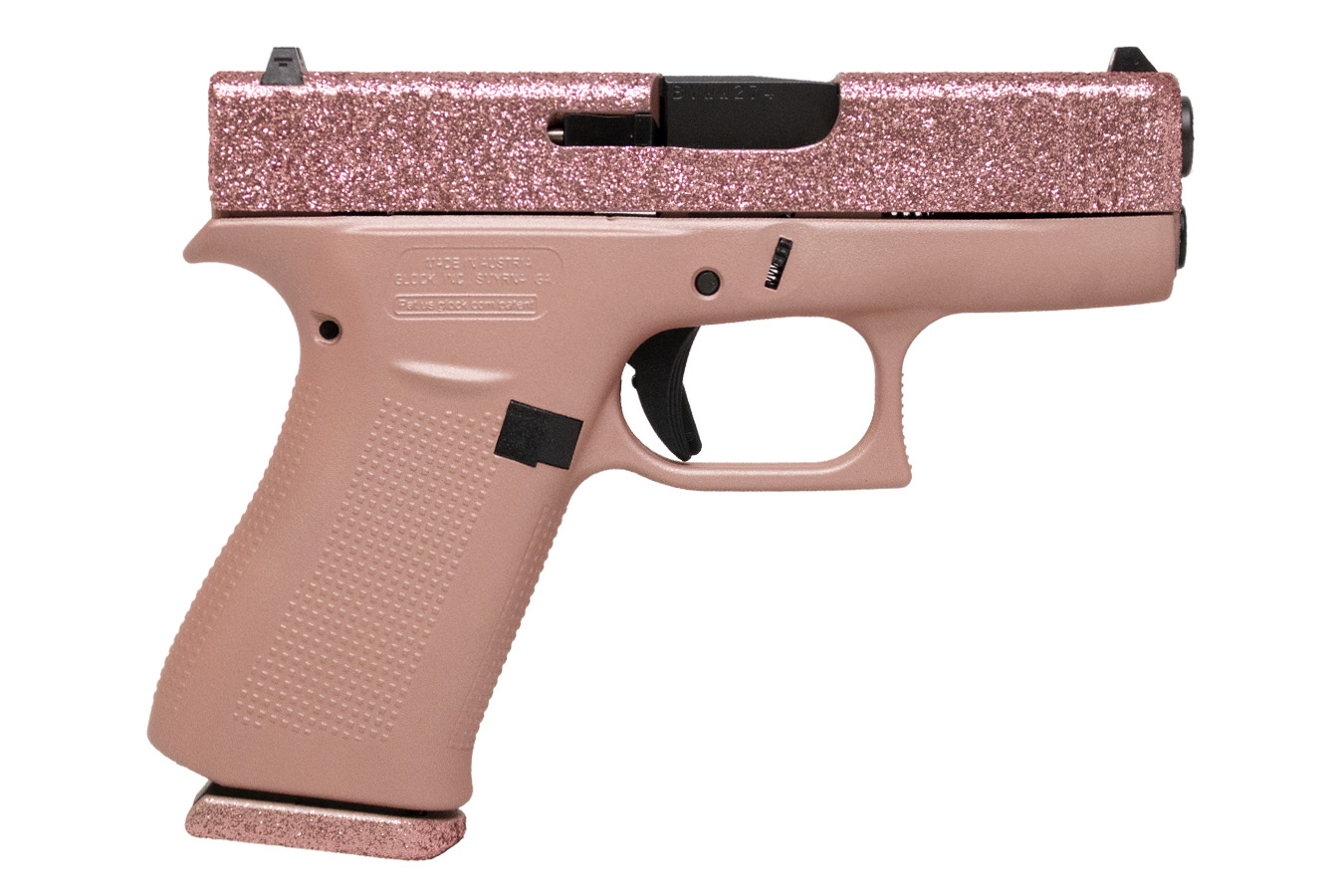 Glock 43X 9mm Pistol with Rose Gold Glitter Slide and Colored Frame ...