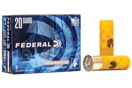 FEDERAL AMMUNITION 20 Ga 2-3/4 in 20 Pellet #3 Buck Power-Shok 5/Box