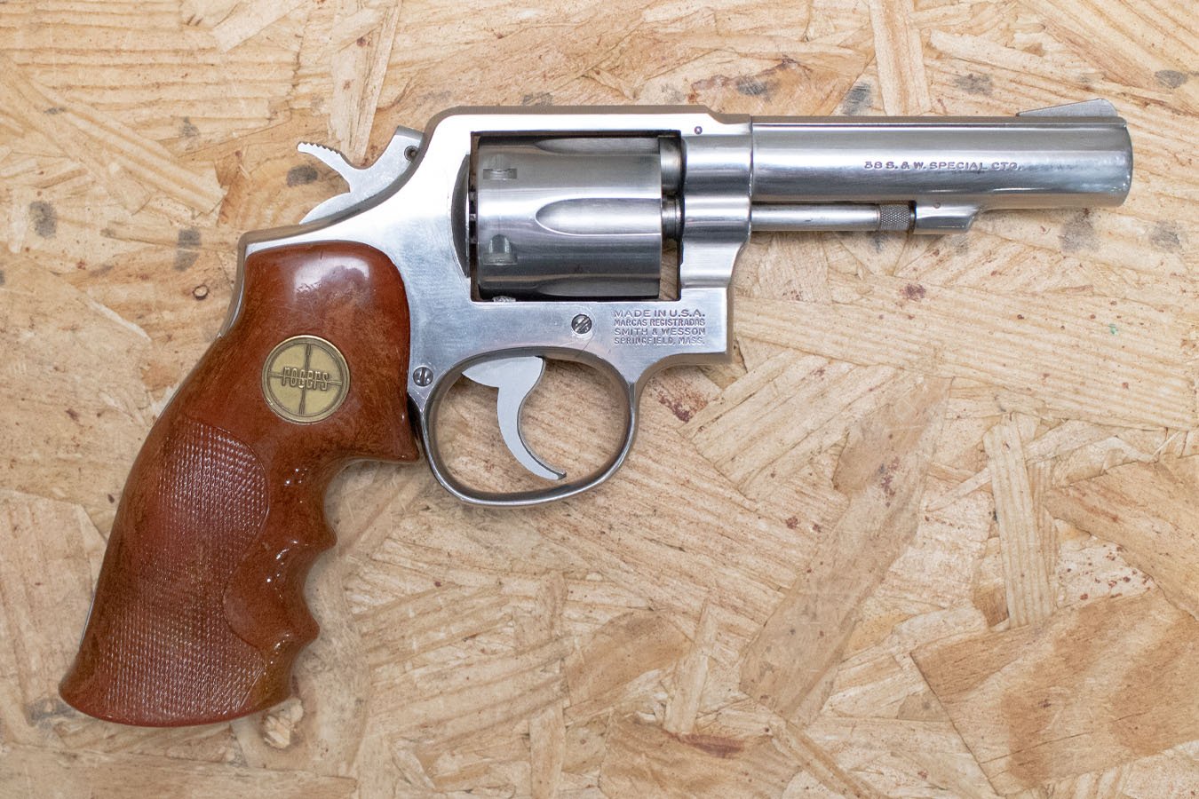 Smith & Wesson 64-3 38 Special Police Trade-In Stainless Revolver with Rogers Wood Grips