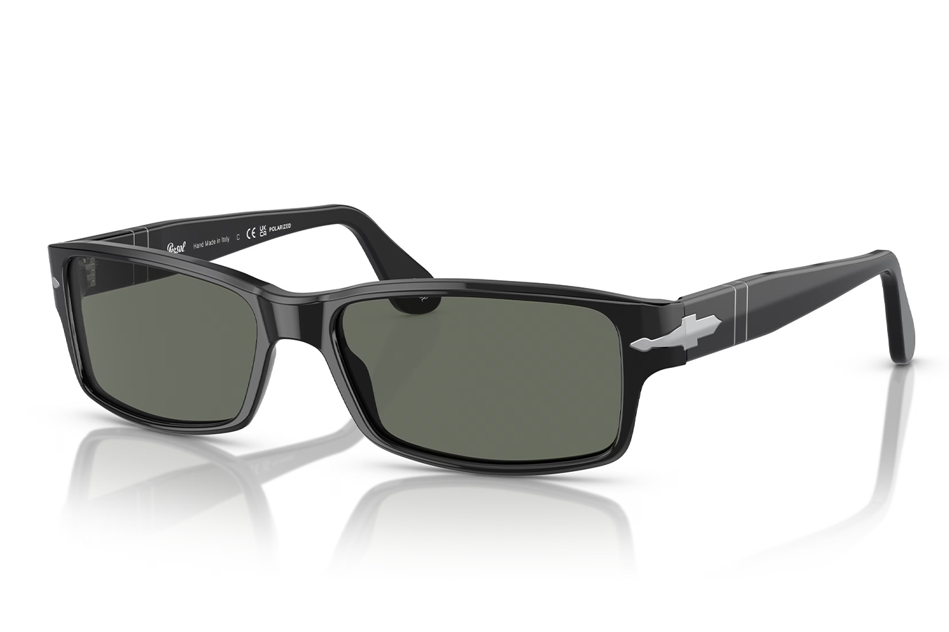 Persol PO2747S Sunglasses with Black Frames and Polarized Green Lenses