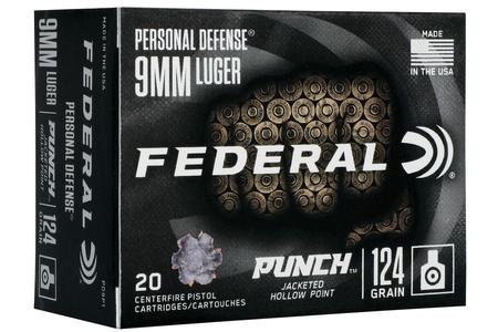 FEDERAL AMMUNITION 9mm 124 gr Jacketed Hollow Point Punch 20/Box