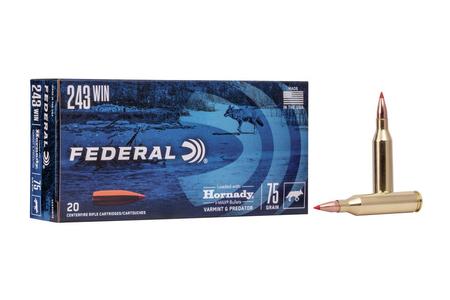 Federal 243 Win 75 gr Hornady V-Max Varmint and Predator 20/Box