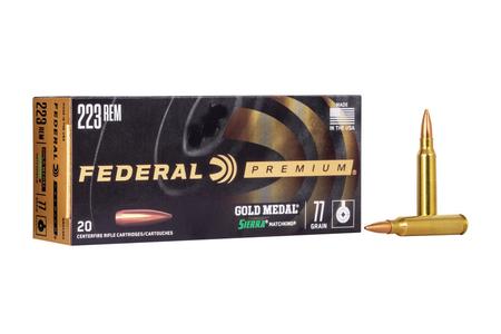 Federal 223 Rem 77 gr Sierra MatchKing BTHP Gold Medal 20/Box