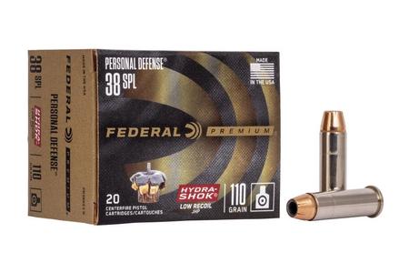 Federal 38 Special 110 gr Hydra-Shok JHP Personal Defense Low Recoil 20/Box