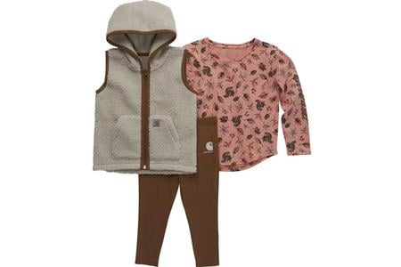 TODDLER GIRLS LS SHIRT VEST AND PANT SET