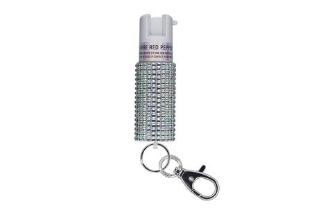 SABRE JEWELED PEPPER SPRAY WITH SNAP CLIP WHITE