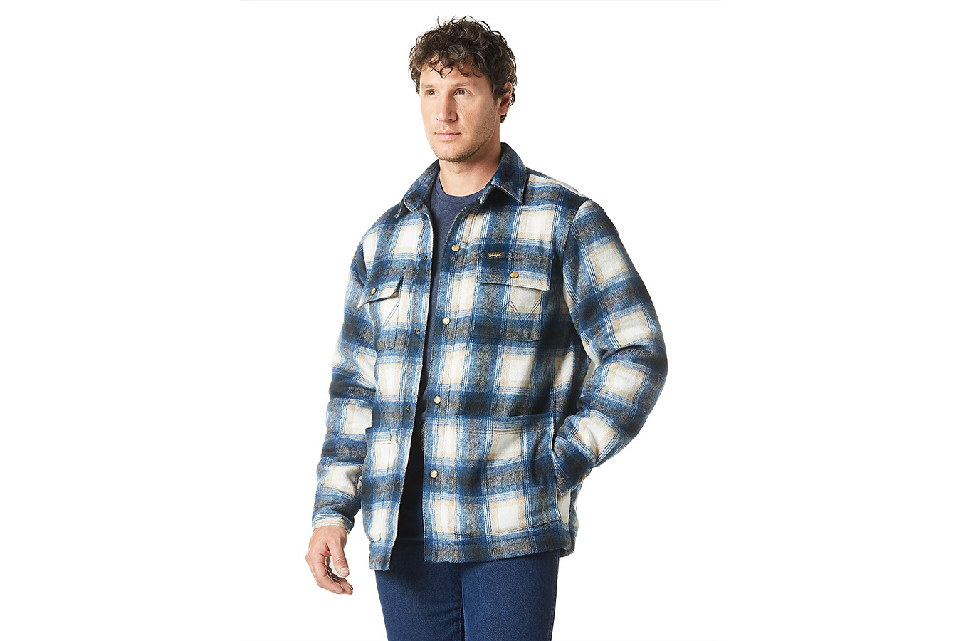 Shop Wrangler Wrangler Quilt Lined Flannel Shirt Jacket in Tannin for ...