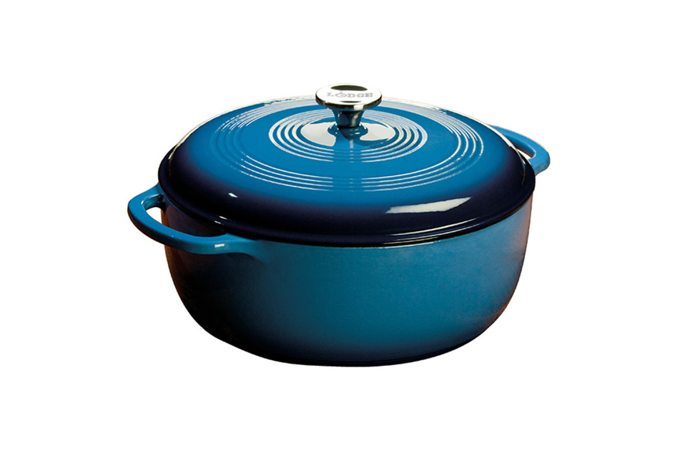 Lodge Cookware 7.5 Quart Blue Essential Enamel Cast Iron Dutch Oven