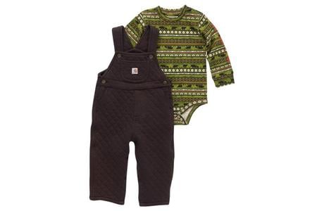 INFANT BOYS LS BODYSUIT AND QUILTED OVERALL SET