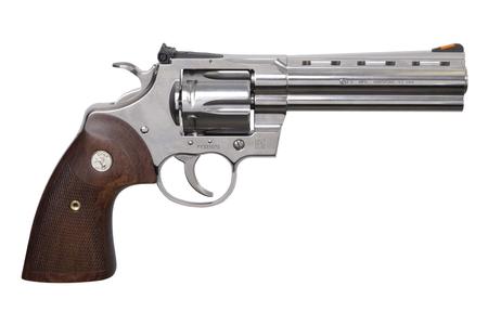 PYTHON 357MAG 5` BARREL STAINLESS STEEL WITH WALNUT GRIPS