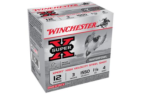 Winchester 12 Gauge 3 in 1-1/8 oz 4 Shot Super X Waterfowl Shotshells 25/Box