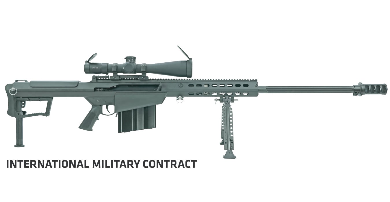 Barrett M107A1 50 BMG Semi-Automatic Military Contract Rifle System Overrun with Leupold Mark 5 HD 5-25x56mm Riflescope