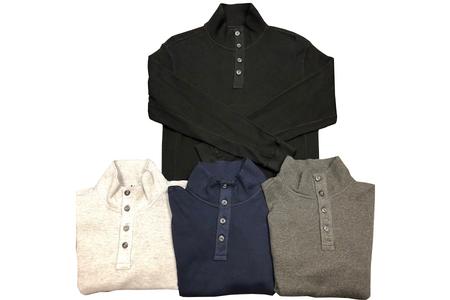 MENS HEAVY WEIGHT BUTTON MOCK HENLEY