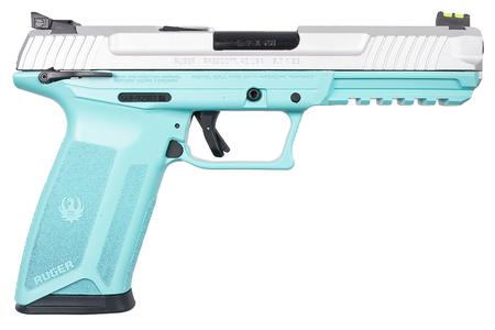 RUGER 57 PISTOL 5.7X28 5 IN BBL TURQUOISE FRAME SILVER SLIDE