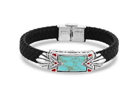 SOUTHWEST THUNDERBIRD FLAT BRAIDED LEATHER BRACELET