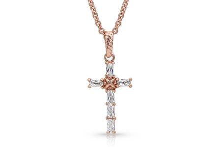 ENTWINED ROSE GOLD BRILLIANT CROSS NECKLACE