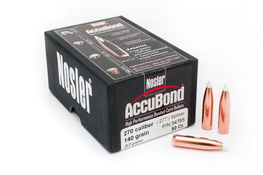 Nosler 270 cal (.277) 140 gr AccuBond Boat tail  Spitzer